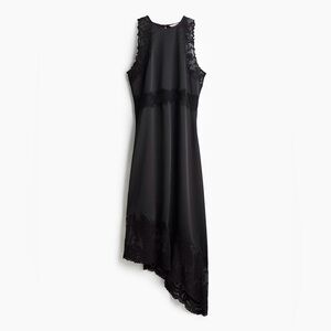 NWT H&M Black Lace Inset Asymmetrical Hem Dress. Small